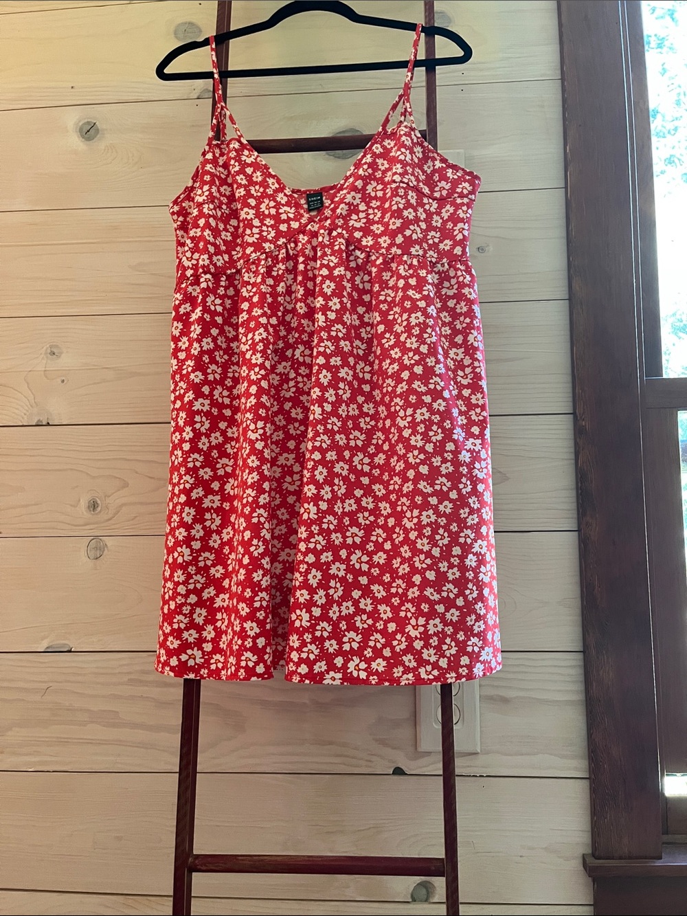 SHEIN Red Floral V-Neck Sundress
